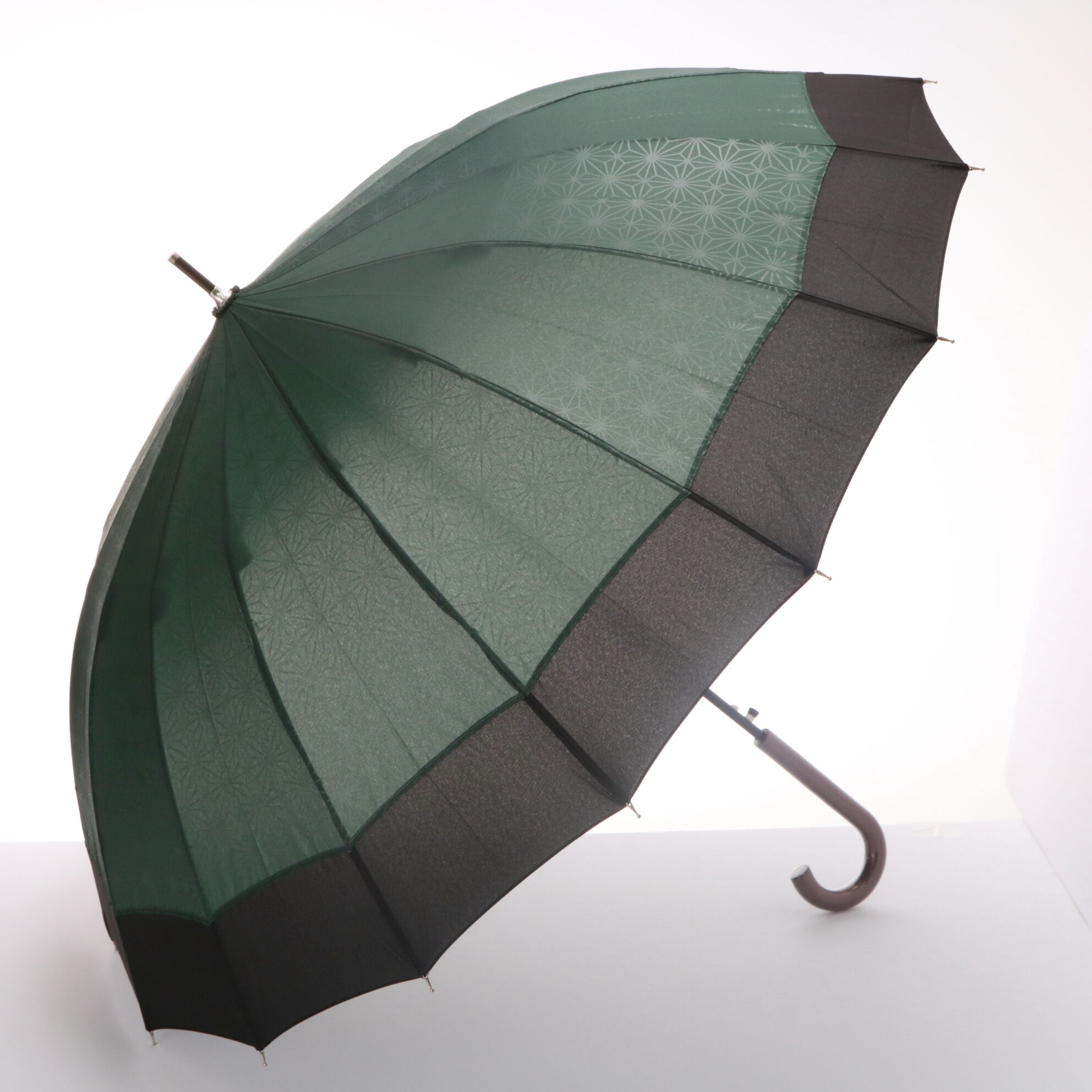 BACKYARD FAMILY「傘 16本骨 和傘 サントス santos 蛇の目 縁 伝統柄 着物 定番 雨傘 蛇の目風和傘」|傘|グリーン1