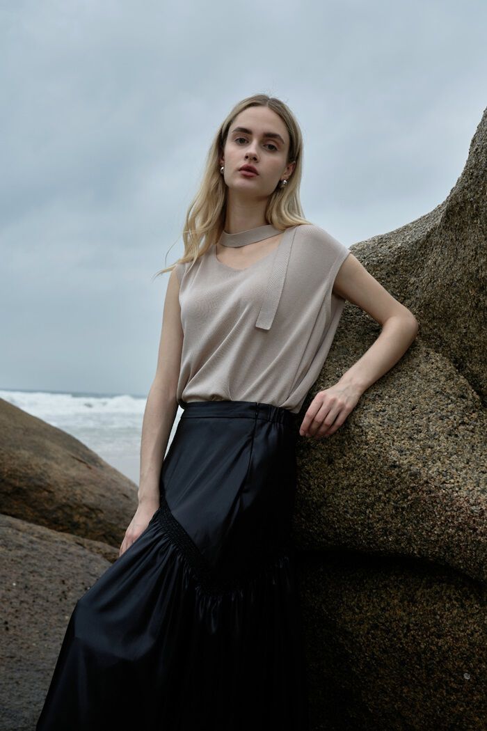 BACKYARD FAMILY「MIND マインド ニットベスト 通販 ニット ベスト ノースリーブニット ネック ベルト」|その他|