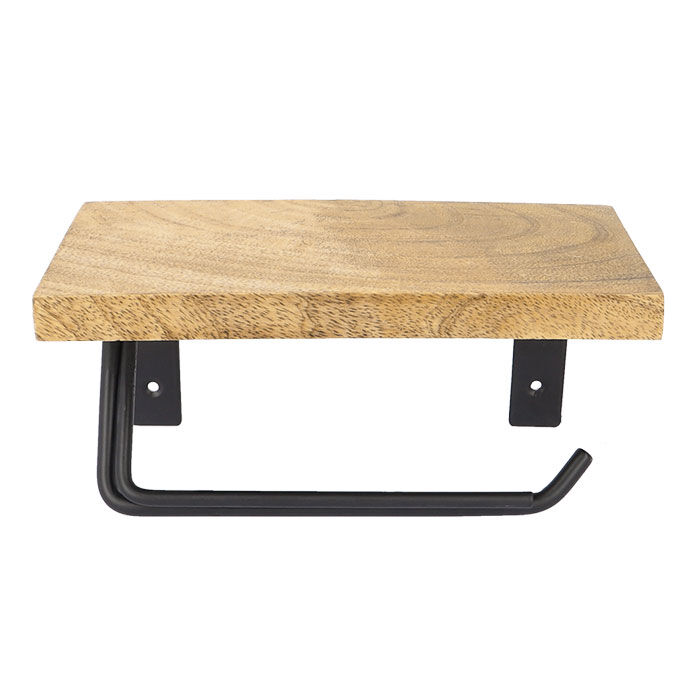 BACKYARD FAMILY「トイレットペーパーホルダー おしゃれ 通販 シングル アイアン 木製 ホルダー シェルフ型」|トイレタリー・ランドリーグッズ|