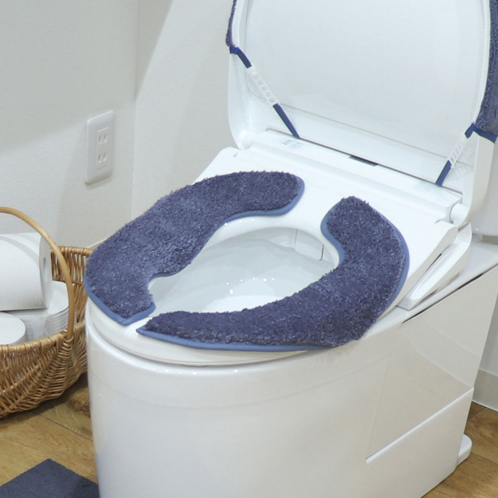 BACKYARD FAMILY「便座マット 通販 便座クッション 便座カバー 便座シート トイレカバー 取り付け簡単 洗浄暖房型」|トイレタリー・ランドリーグッズ|ブルー1