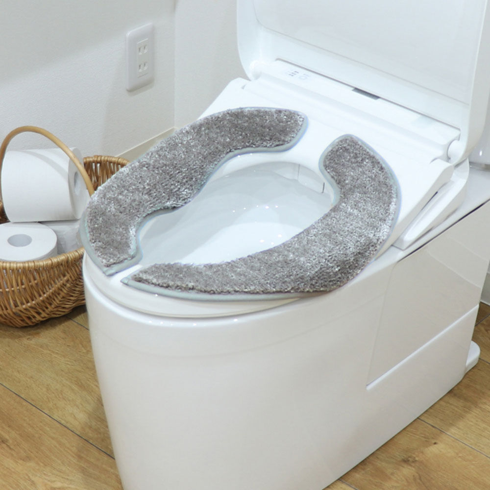 BACKYARD FAMILY「便座マット 通販 便座クッション 便座カバー 便座シート トイレカバー 取り付け簡単 洗浄暖房型」|トイレタリー・ランドリーグッズ|グレー1