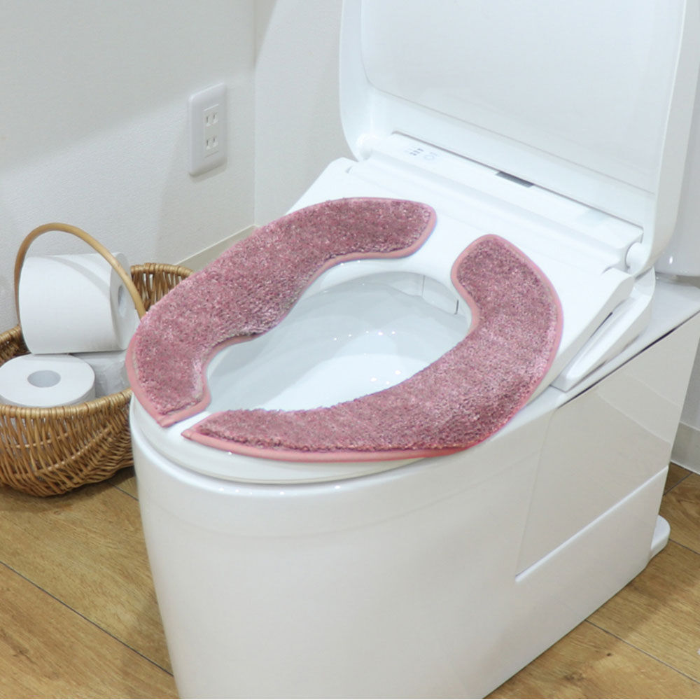 BACKYARD FAMILY「便座マット 通販 便座クッション 便座カバー 便座シート トイレカバー 取り付け簡単 洗浄暖房型」|トイレタリー・ランドリーグッズ|ピンク1