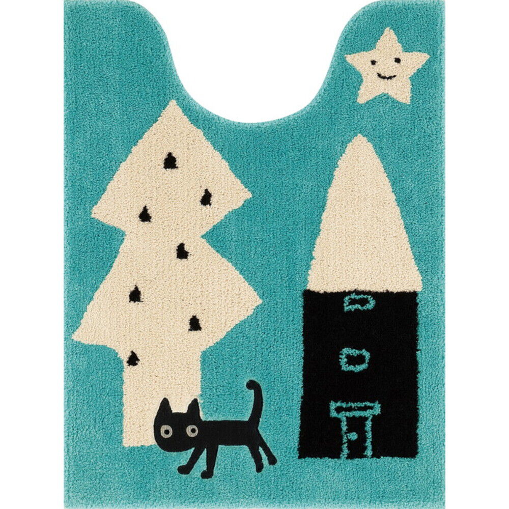 BACKYARD FAMILY「トイレマット ロング おしゃれ 通販 トイレ用マット トイレ マット 洗える 80&times;60」|トイレタリー・ランドリーグッズ|ブルー1