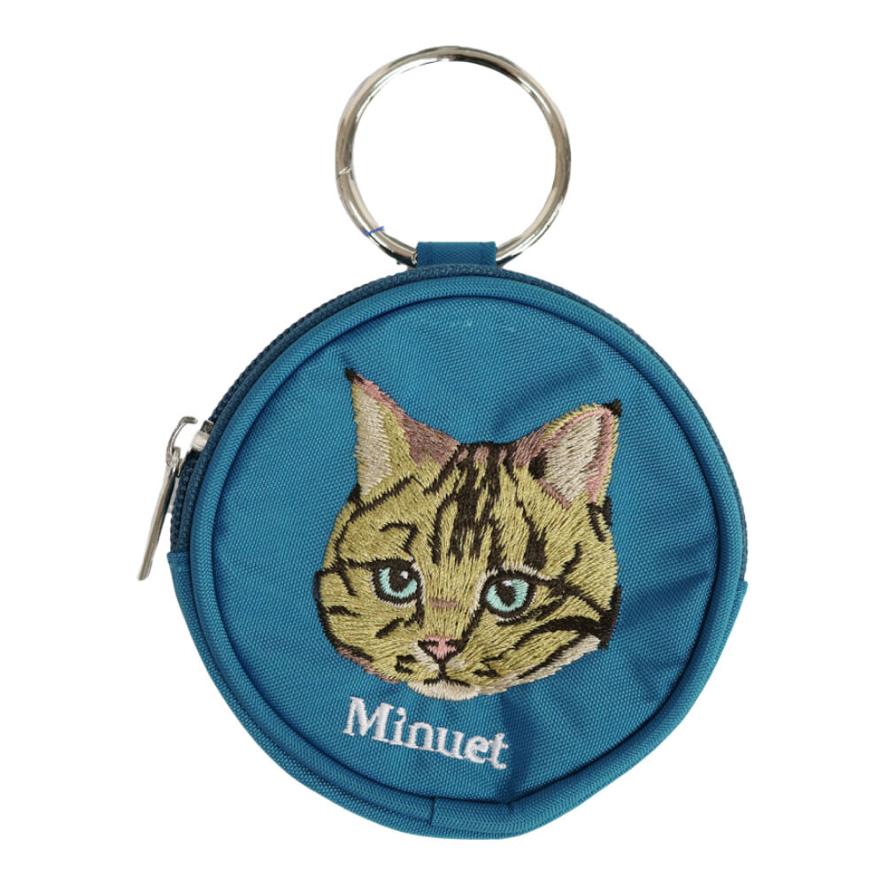 BACKYARD FAMILY「ポーチ 小さめ かわいい 通販 アニマル刺繍丸ポーチ 小物入れ 財布 代わり コインケース」|ポーチ|ブルー1