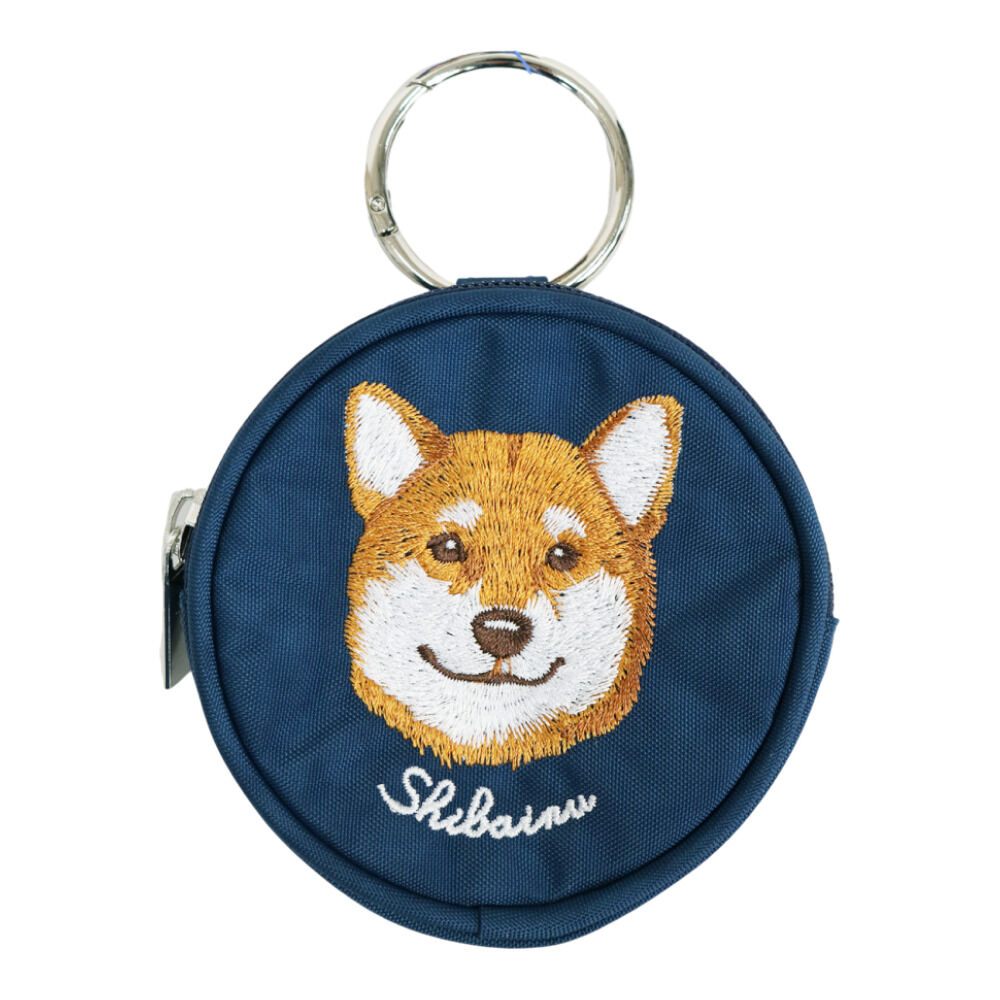BACKYARD FAMILY「ポーチ 小さめ かわいい 通販 アニマル刺繍丸ポーチ 小物入れ 財布 代わり コインケース」|ポーチ|ブルー2