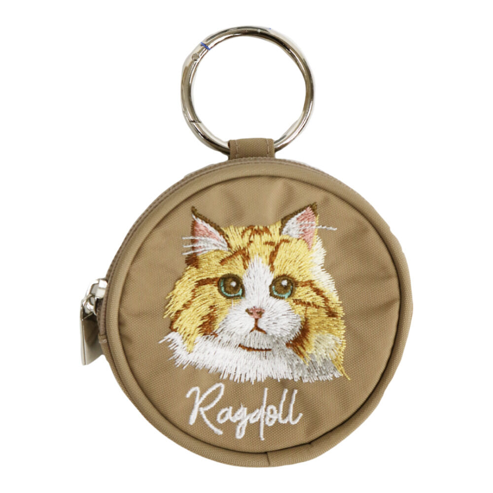 BACKYARD FAMILY「ポーチ 小さめ かわいい 通販 アニマル刺繍丸ポーチ 小物入れ 財布 代わり コインケース」|ポーチ|ベージュ1