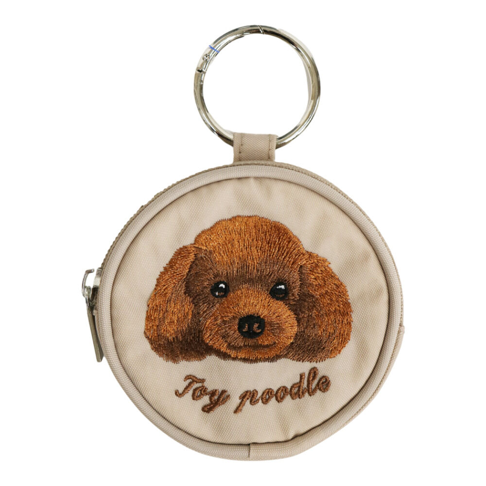 BACKYARD FAMILY「ポーチ 小さめ かわいい 通販 アニマル刺繍丸ポーチ 小物入れ 財布 代わり コインケース」|ポーチ|ベージュ2