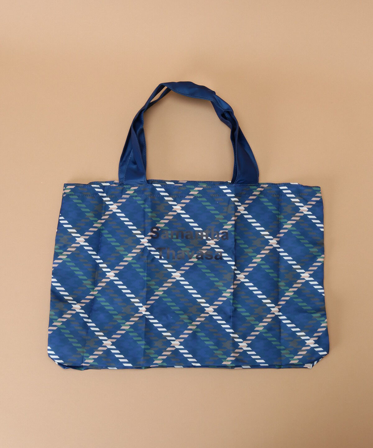 Samantha Thavasa「チェック柄エコバッグ 小サイズ」|その他|ネイビー