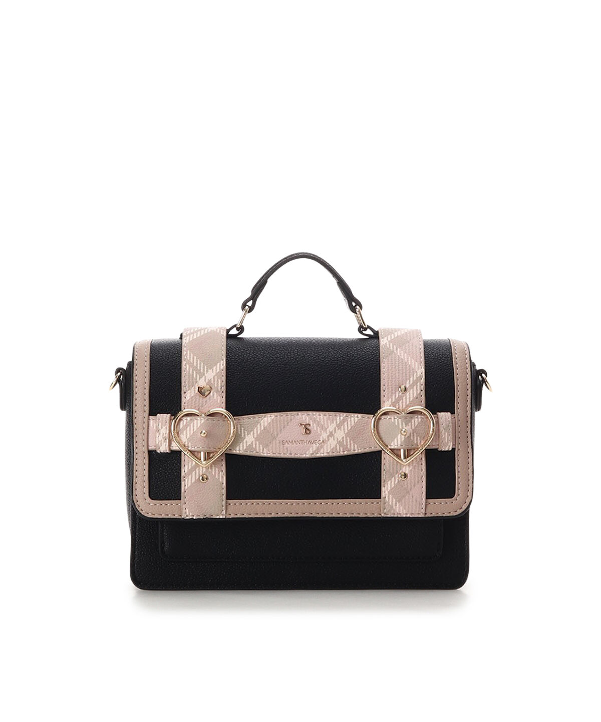 Samantha Vega「チェックハートベルトサッチェルショルダーバッグ」|ショルダー・メッセンジャー|ブラック