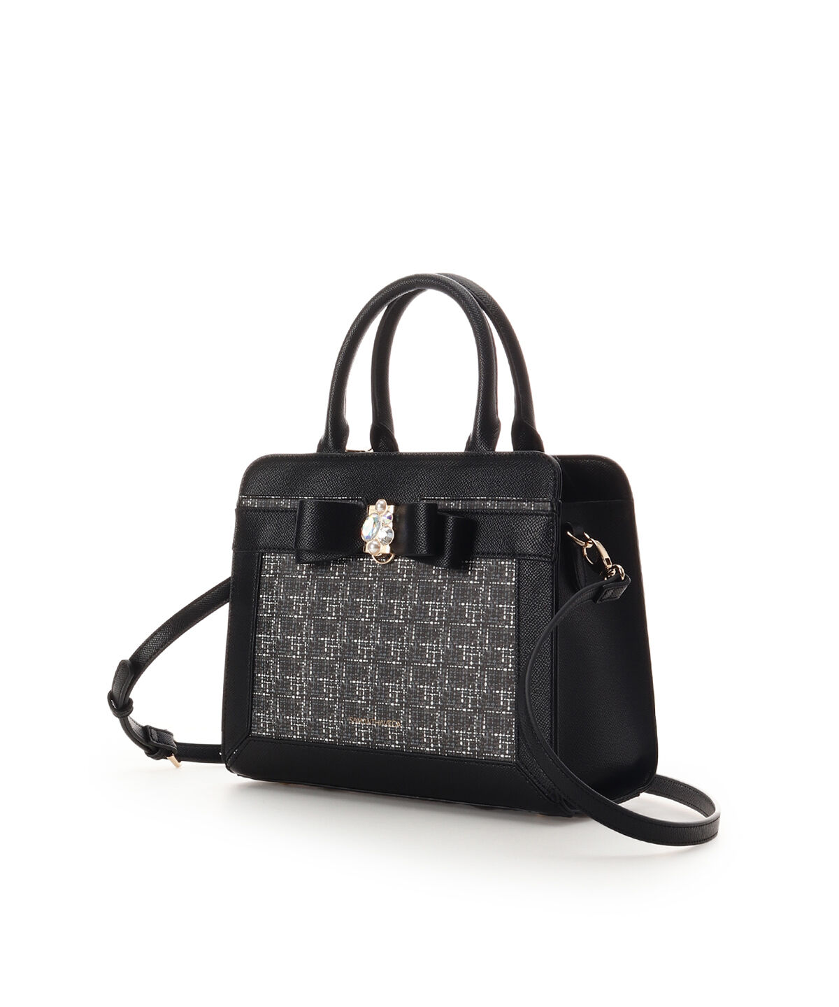 Samantha Vega「ツイードプリントジュエルリボンハンドバッグ」|ハンドバッグ|