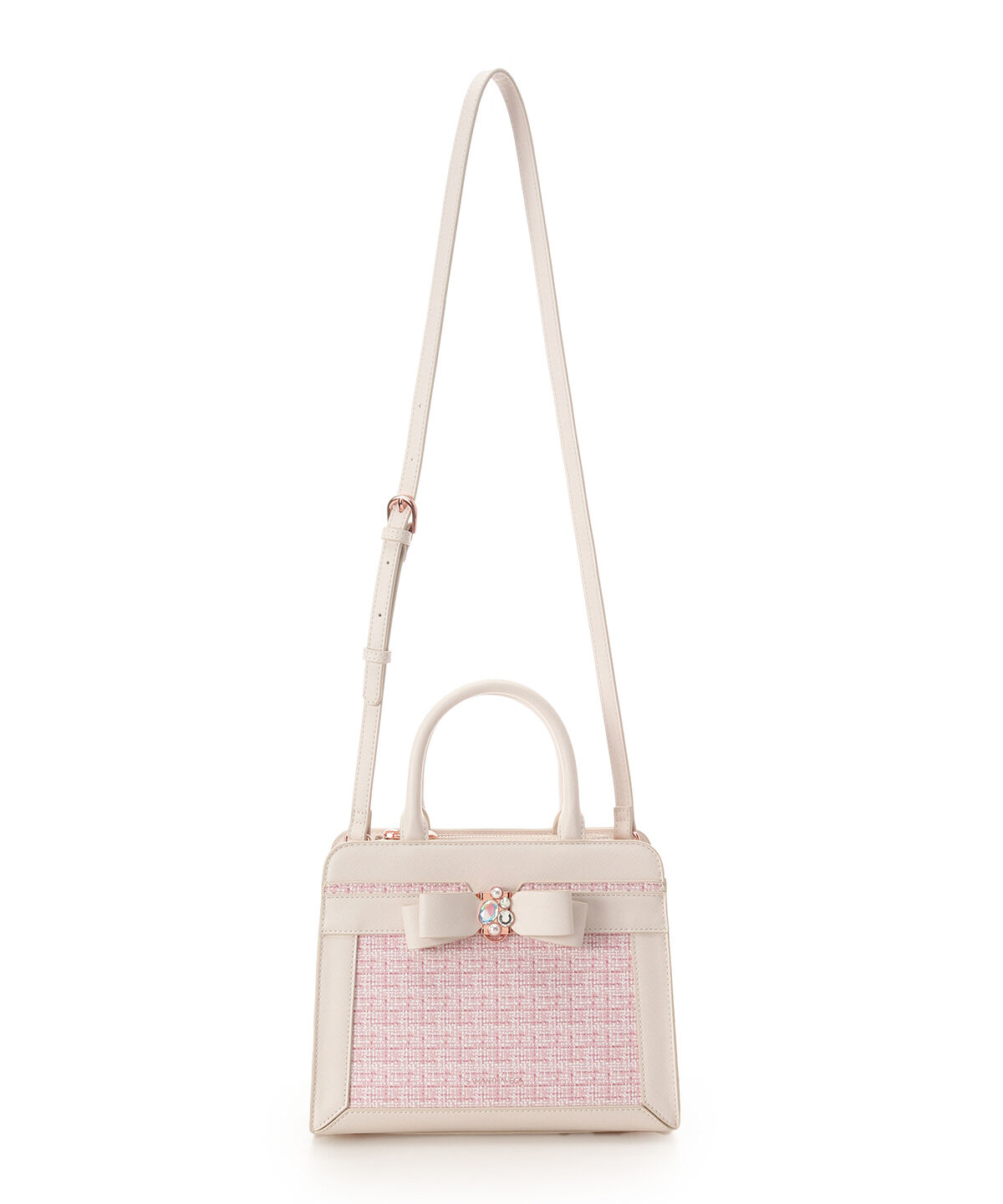 Samantha Vega「ツイードプリントジュエルリボンハンドバッグ」|ハンドバッグ|