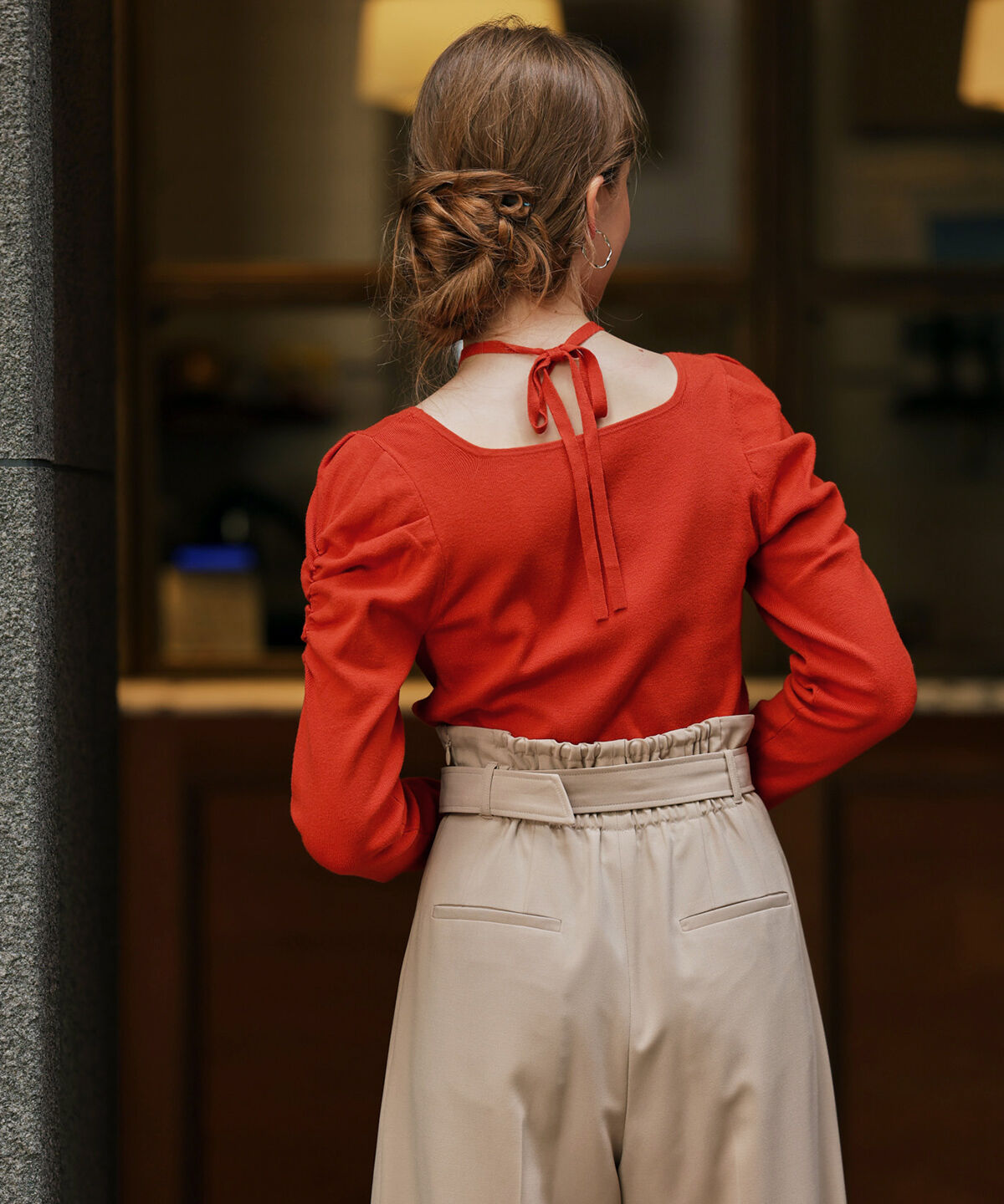 アンドクチュール「スクエアネックホルターリボンプルオーバー」|ニット・セーター|