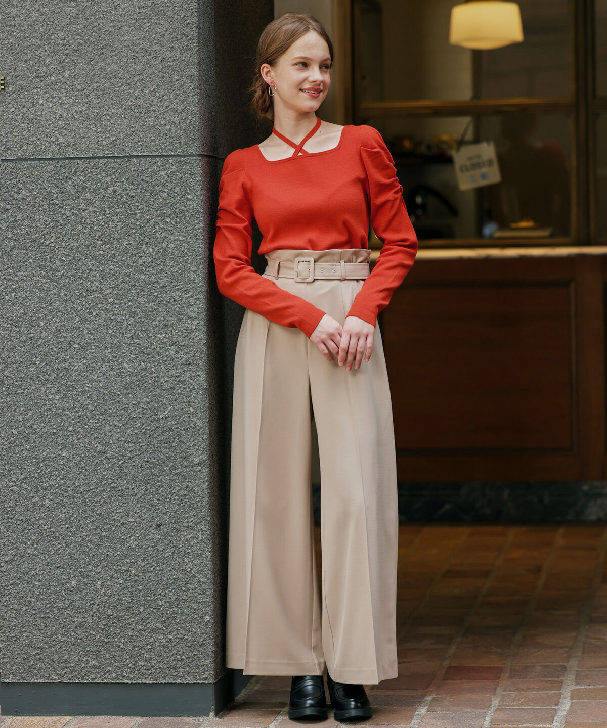 アンドクチュール「スクエアネックホルターリボンプルオーバー」|ニット・セーター|