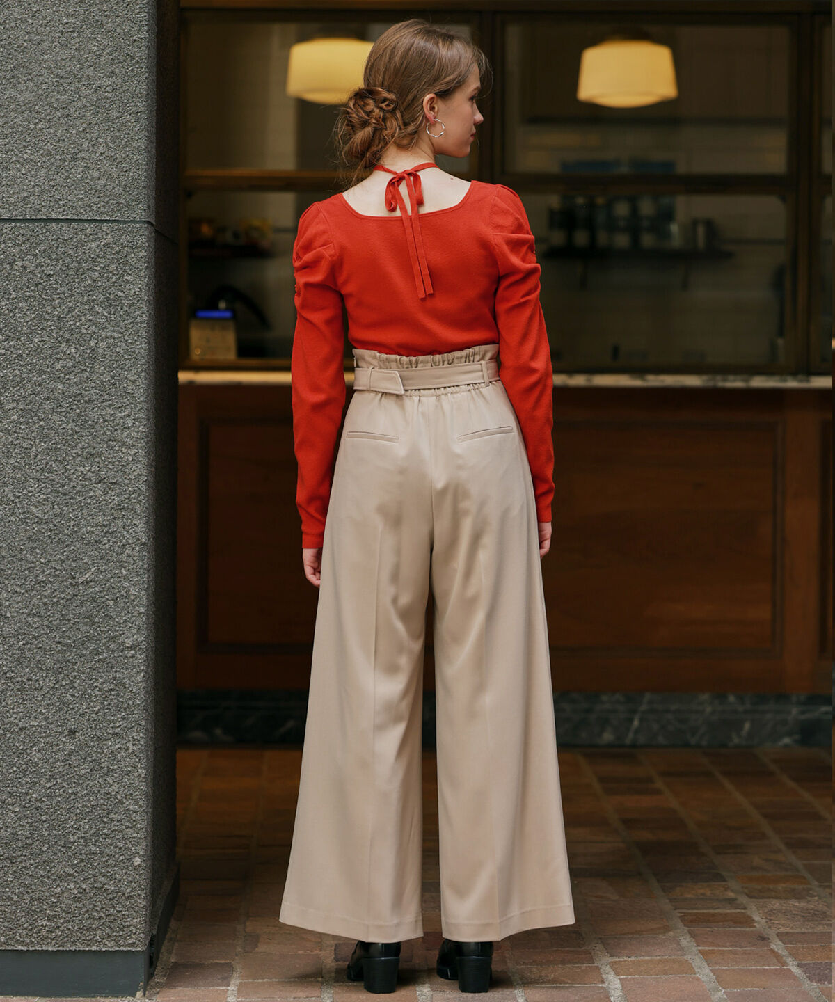 アンドクチュール「スクエアネックホルターリボンプルオーバー」|ニット・セーター|