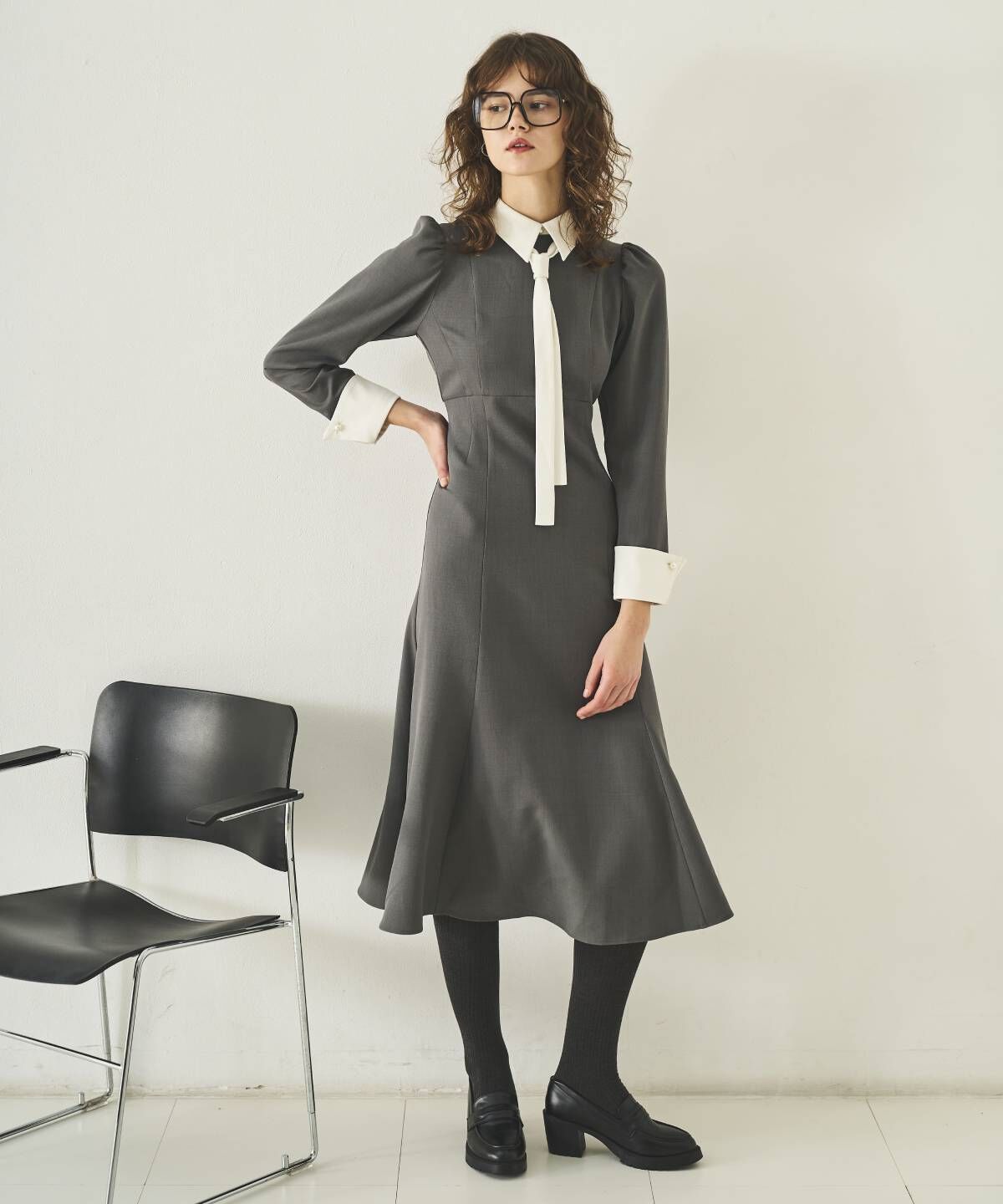 アンドクチュール「配色襟レディワンピース」|ワンピース|