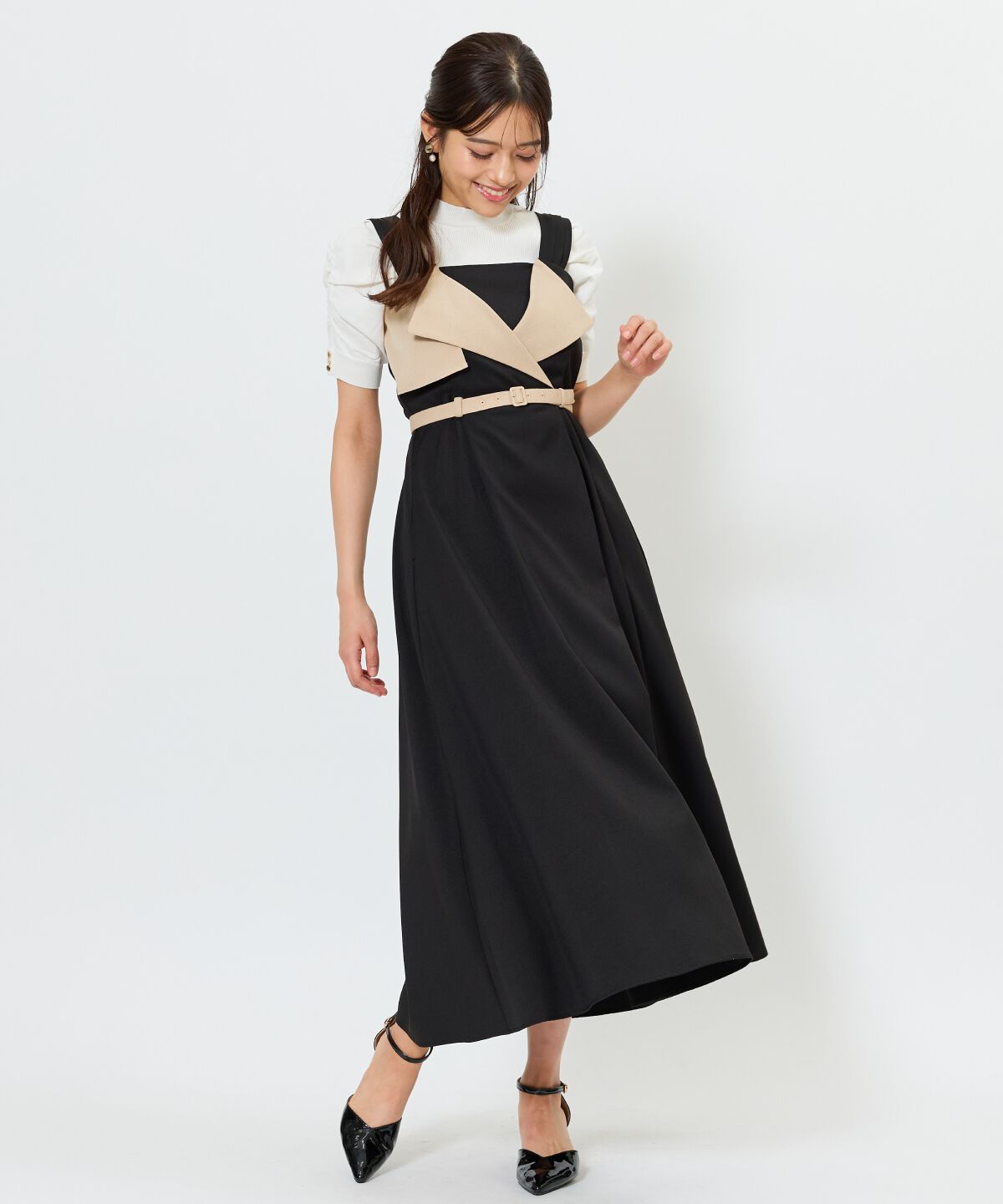アンドクチュール「バイカラーデザインジャンスカ」|ジャンパースカート|