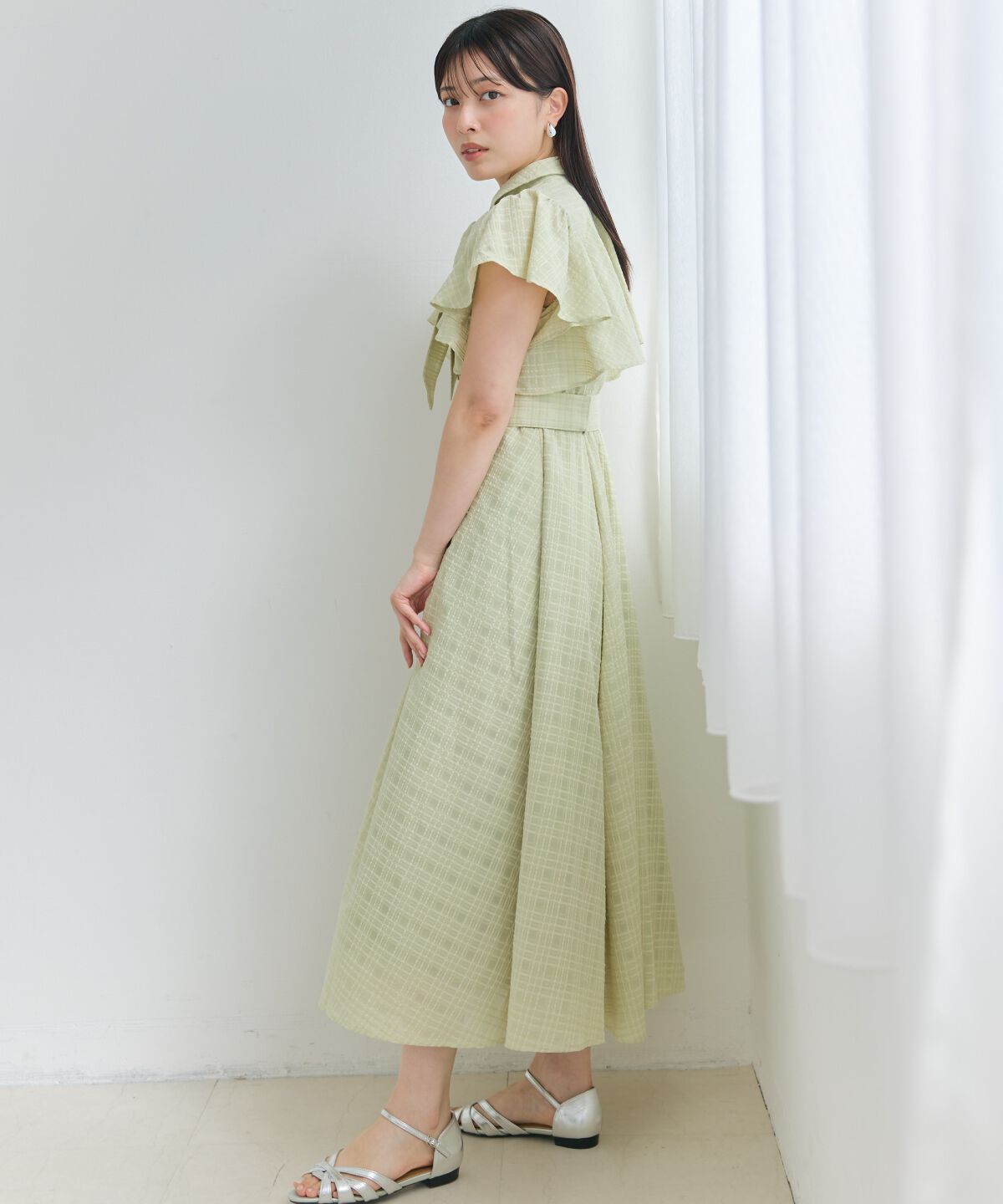 アンドクチュール「シアーチェックフリルリボンワンピース」|ワンピース|