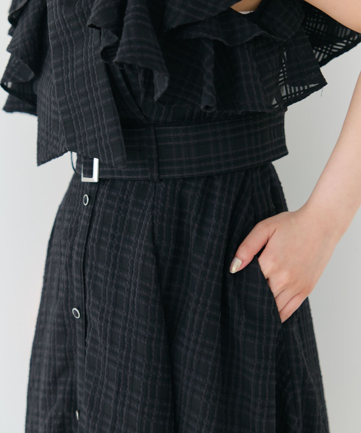 アンドクチュール「シアーチェックフリルリボンワンピース」|ワンピース|