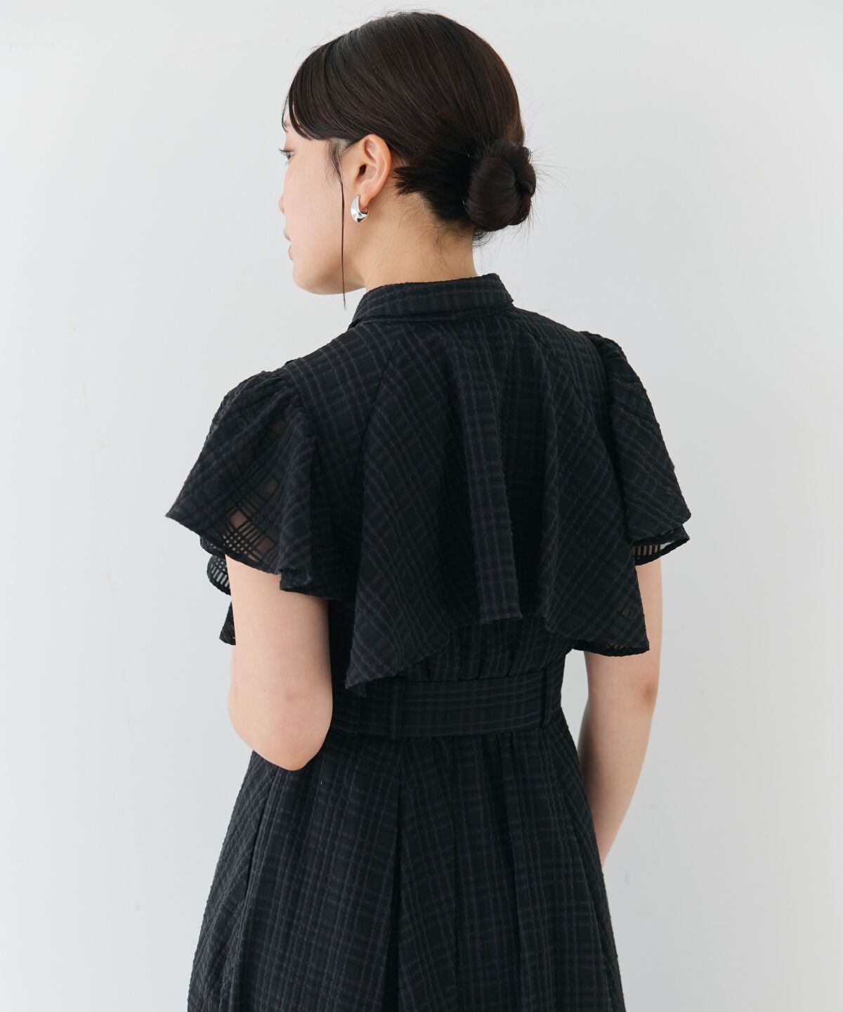 アンドクチュール「シアーチェックフリルリボンワンピース」|ワンピース|