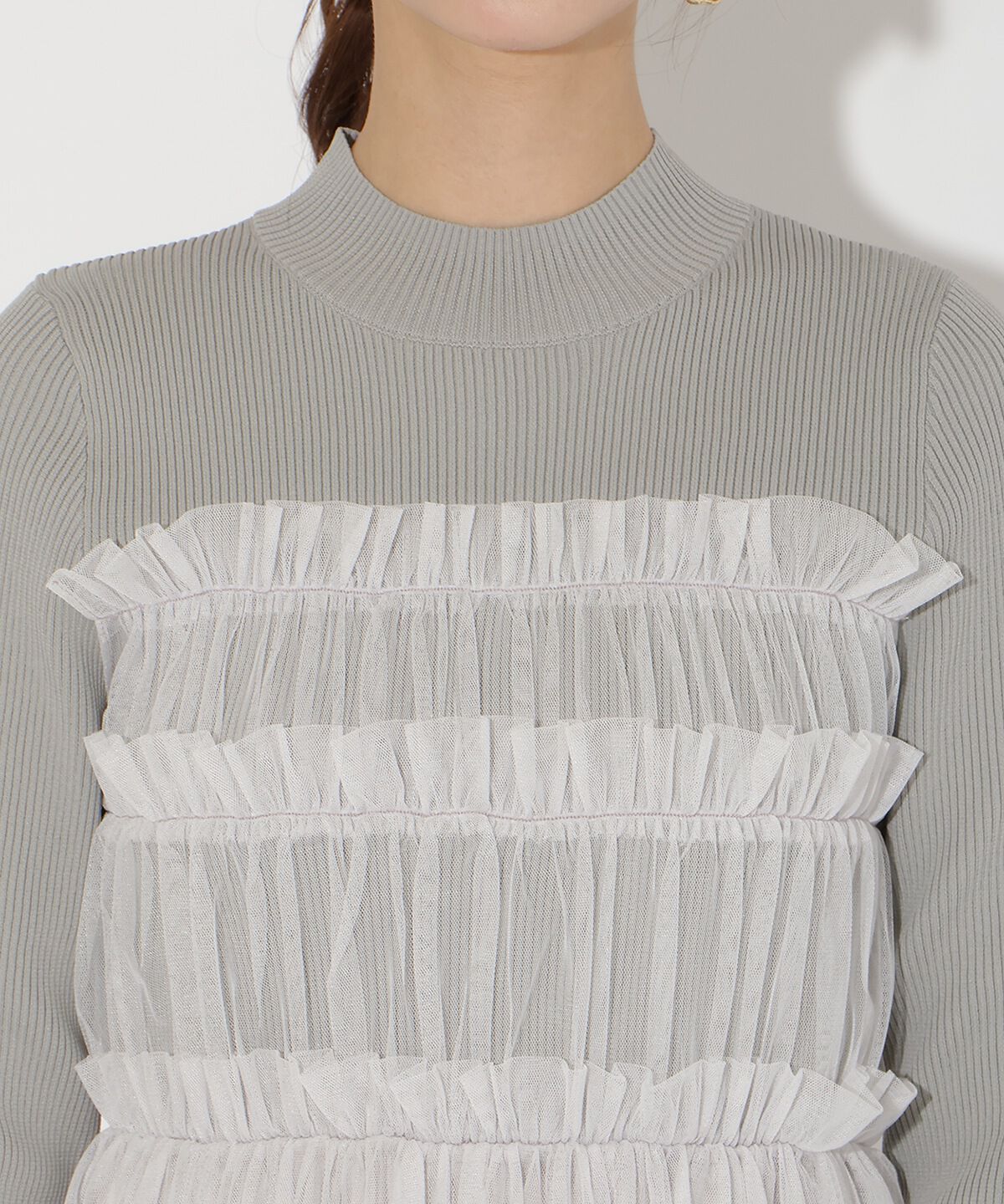 アンドクチュール「チュールギャザードッキングワンピース」|ワンピース|