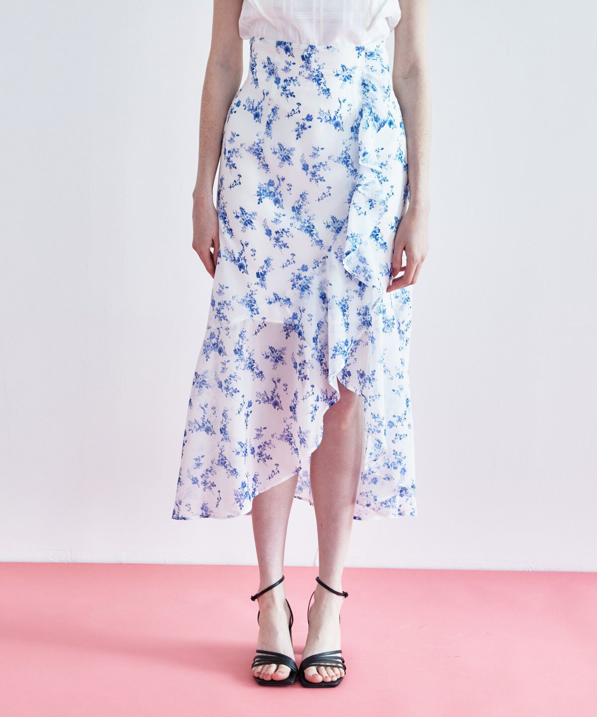REDYAZEL「フラワープリントフリルスカート」|フレア|