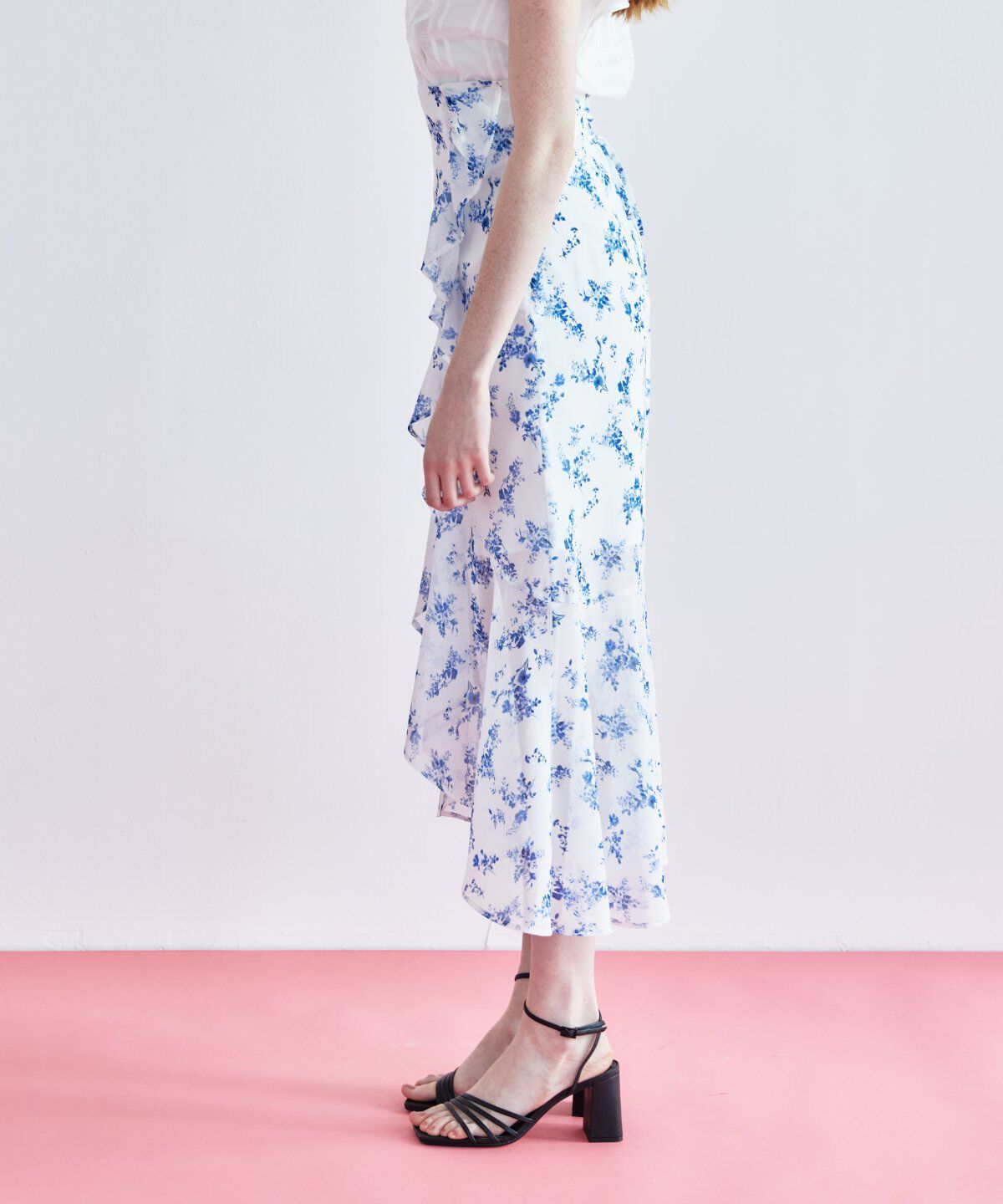 REDYAZEL「フラワープリントフリルスカート」|フレア|