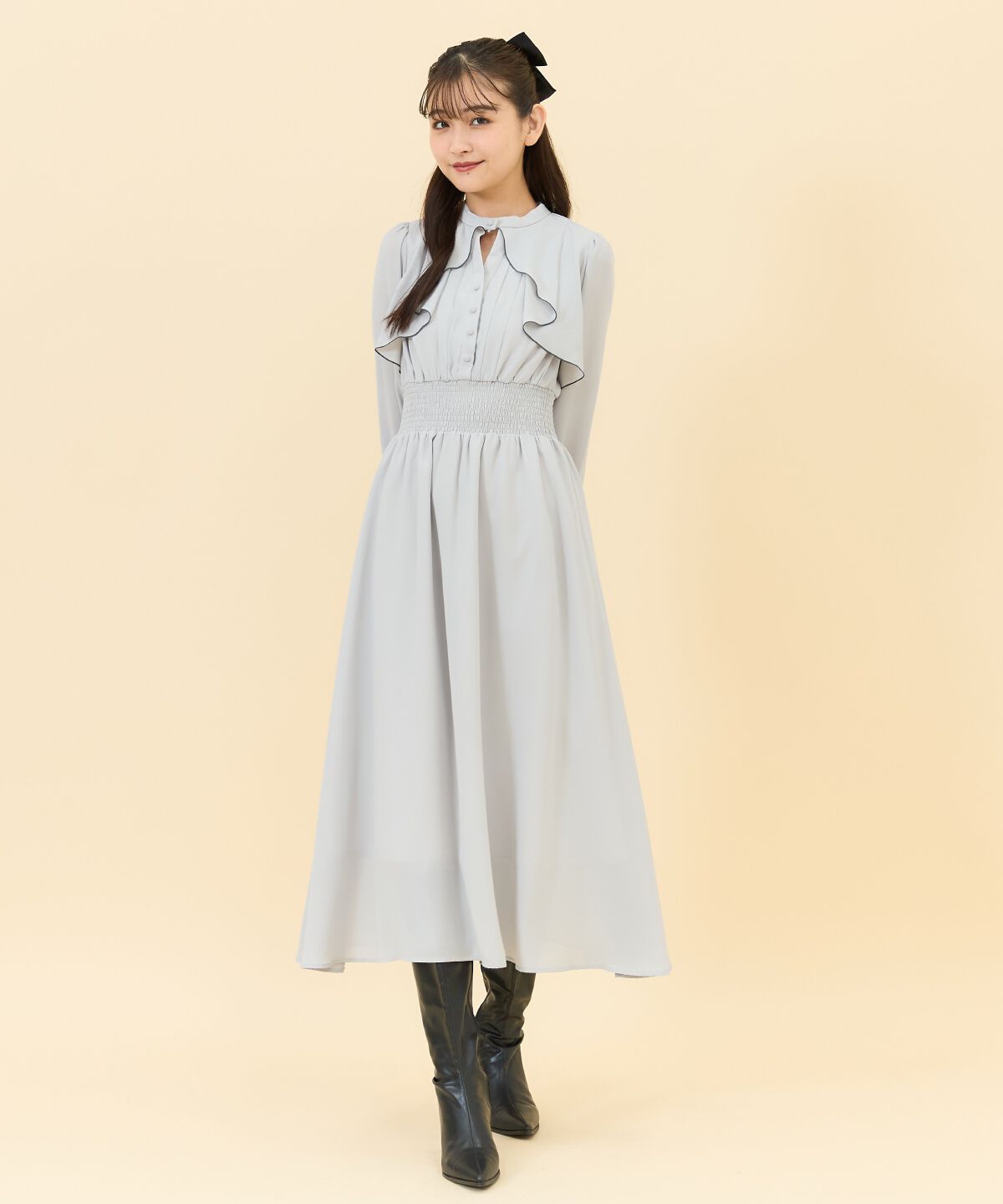 REDYAZEL「バイカラーメロウデザインワンピース」|ワンピース|ベージュ