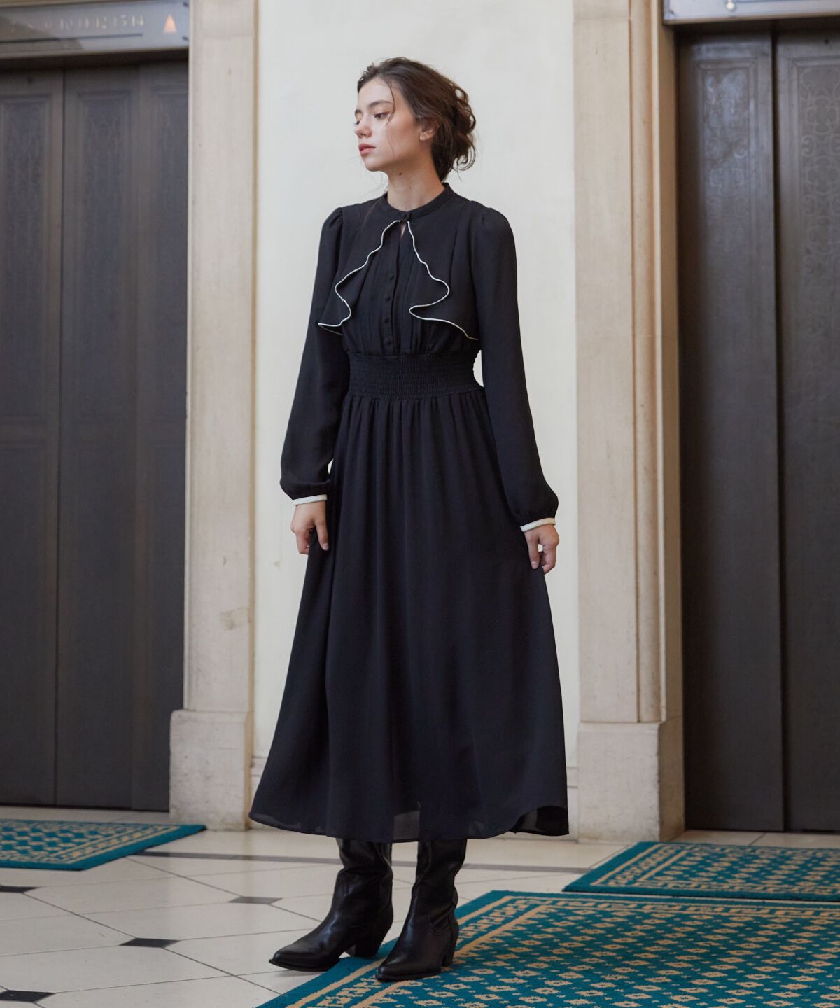 REDYAZEL「バイカラーメロウデザインワンピース」|ワンピース|ネイビー