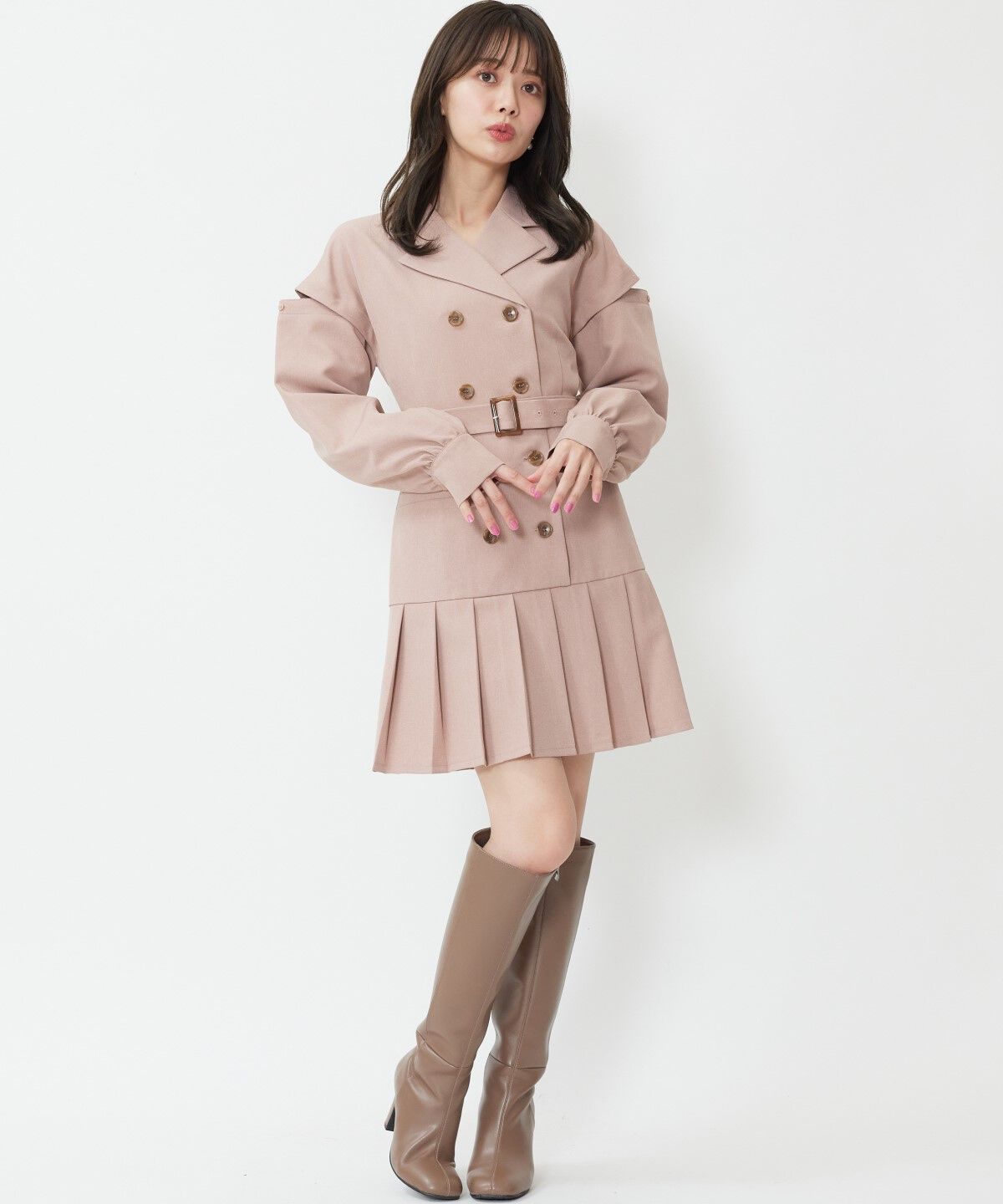 WILLSELECTION「オープンショルダートレンチ風ワンピース」|ワンピース|