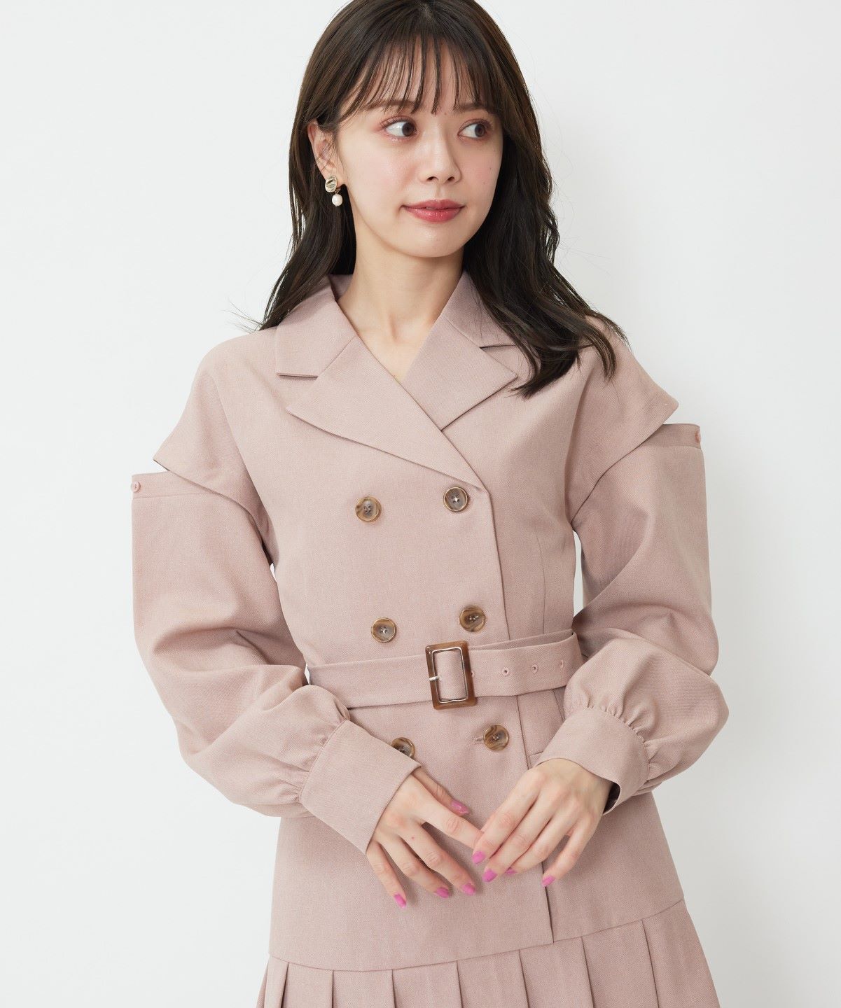 WILLSELECTION「オープンショルダートレンチ風ワンピース」|ワンピース|