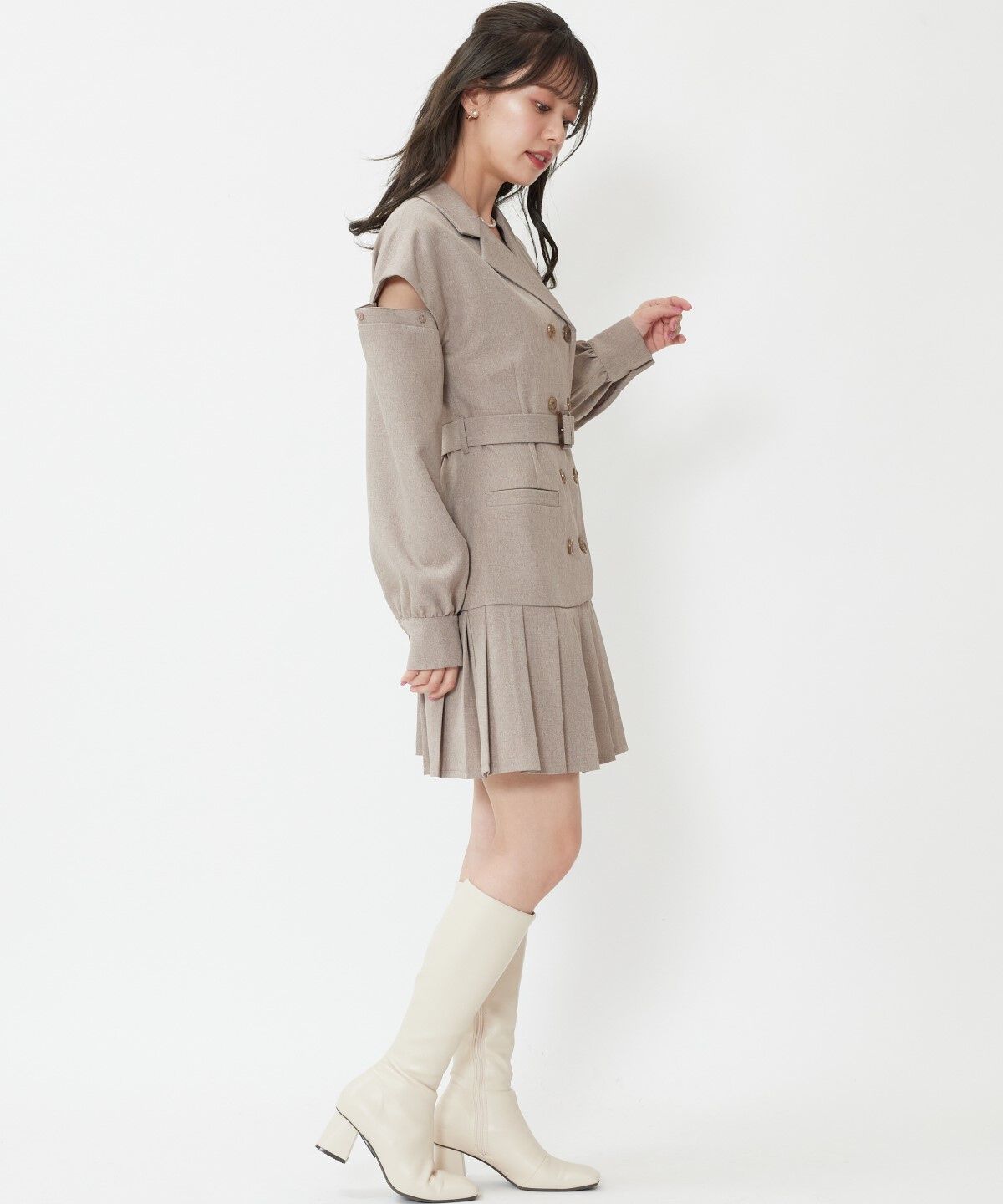 WILLSELECTION「オープンショルダートレンチ風ワンピース」|ワンピース|