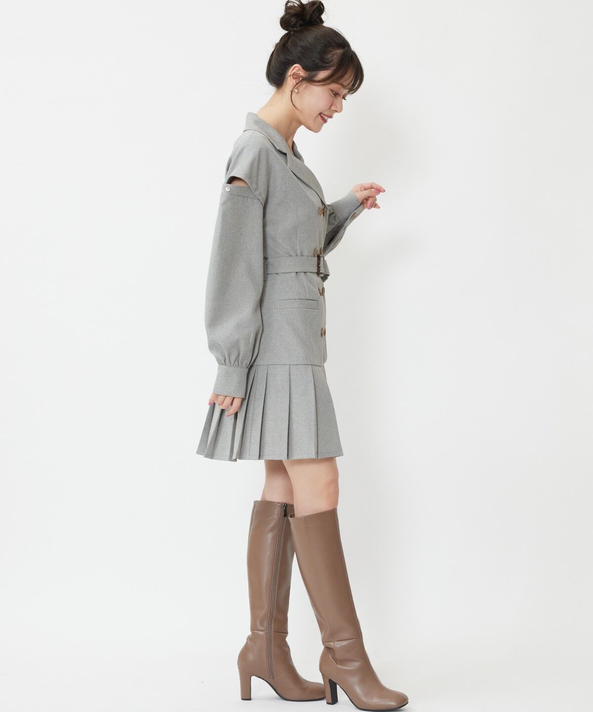 WILLSELECTION「オープンショルダートレンチ風ワンピース」|ワンピース|