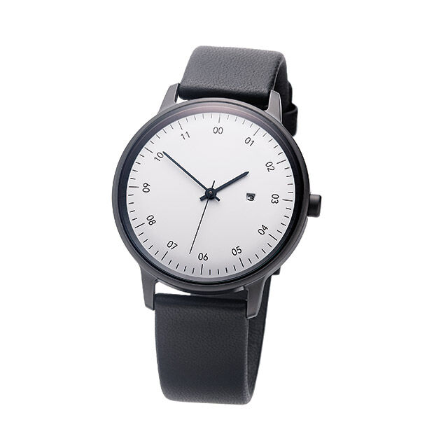 sazare「<sazare (ｻｻﾞﾚ) > 38mm ﾌﾞﾗｯｸｹｰｽ ﾎﾜｲﾄ ﾌﾞﾗｯｸﾚｻﾞｰﾍﾞﾙﾄ」|腕時計|BLACK