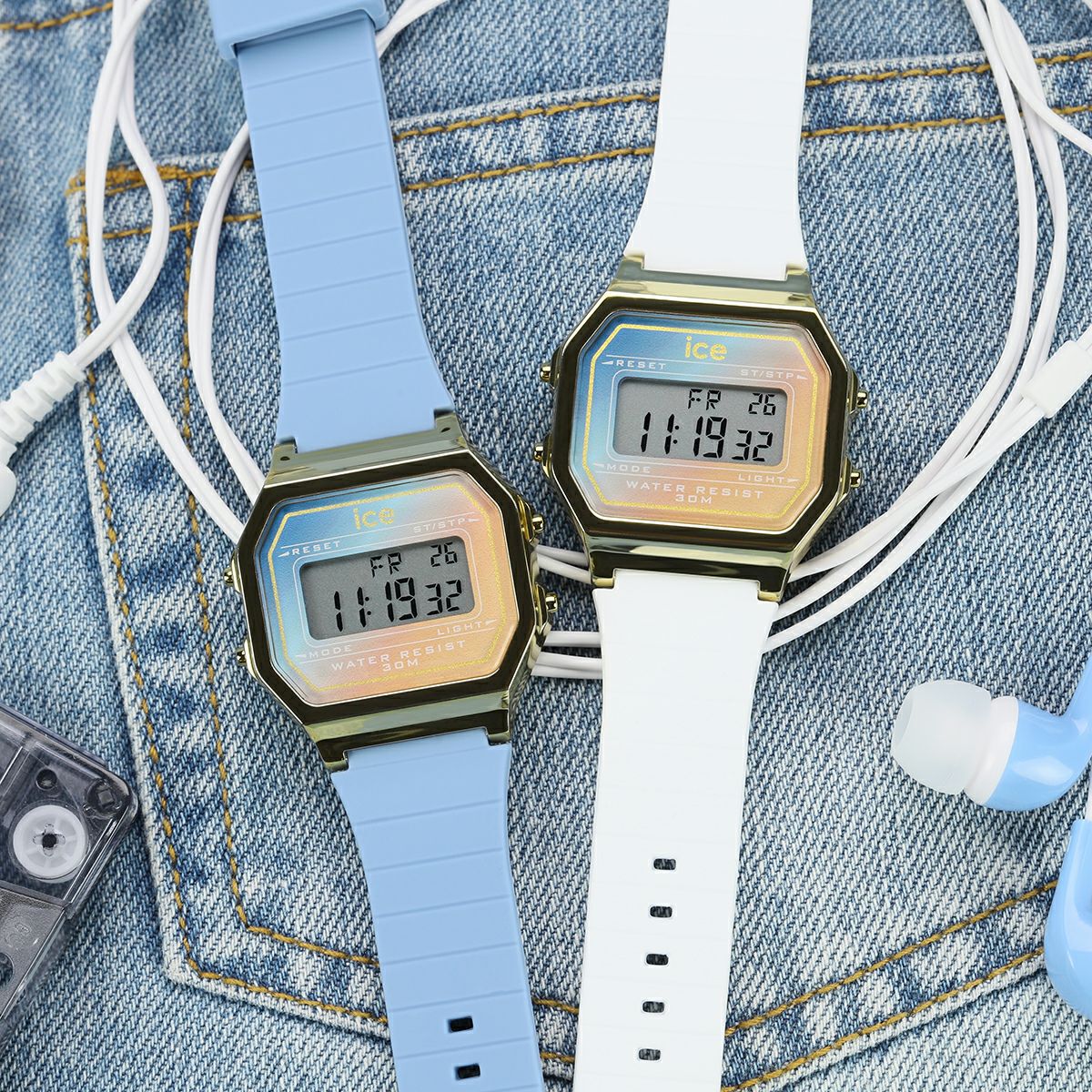 ICE-WATCH「〈ICE-WATCH(ｱｲｽｳｫｯﾁ)〉ICE digit retro ﾎﾜｲﾄﾏｼﾞｪｽﾃｨｯｸ ｽﾓｰﾙ」|腕時計|