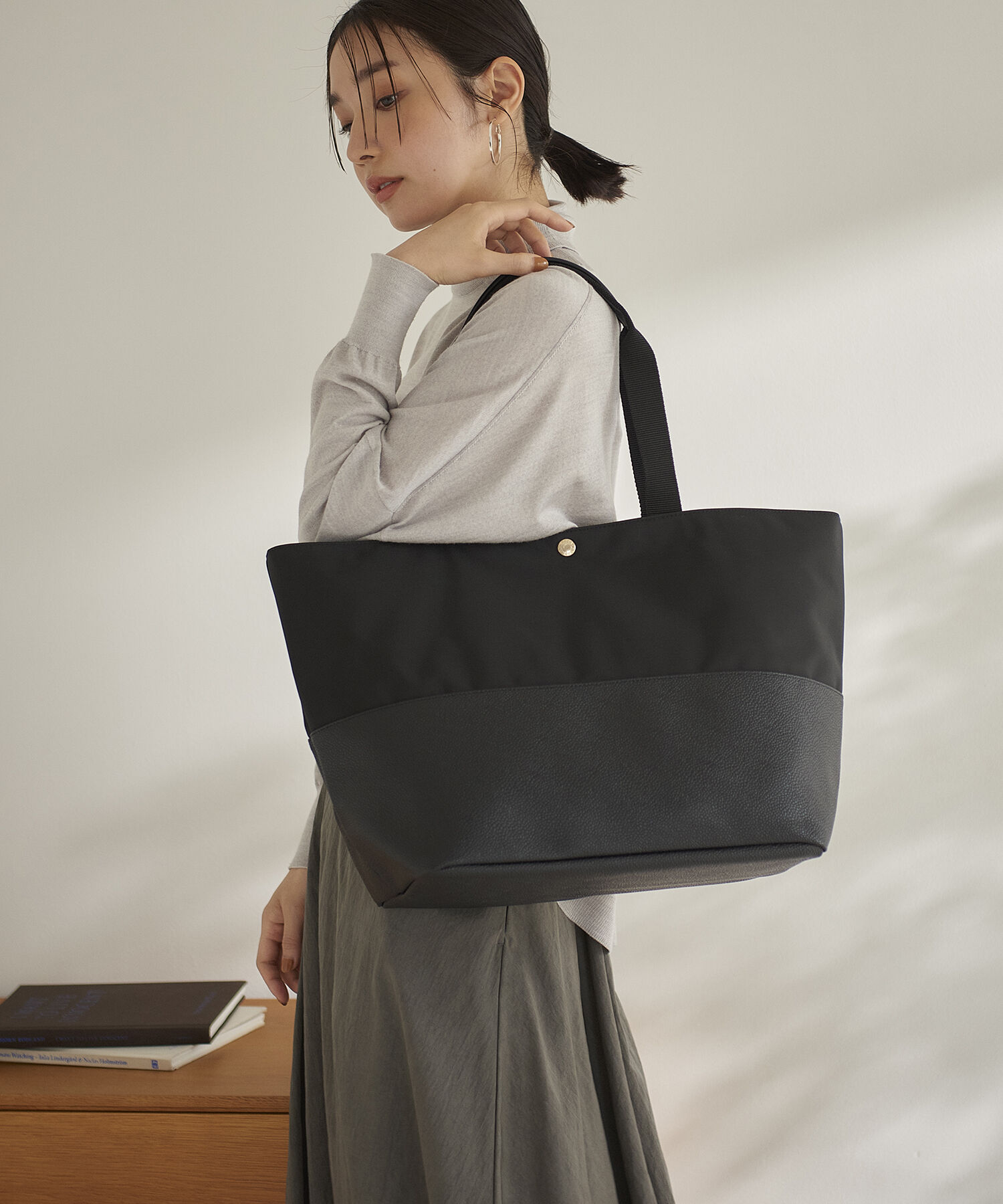 TOPKAPI BREATH「【VERY 10月号掲載】SCOTCH GRAIN スコッチグレイン マザーズバッグ バイカラー ビッグトートバッグ」|トートバッグ|ブラック