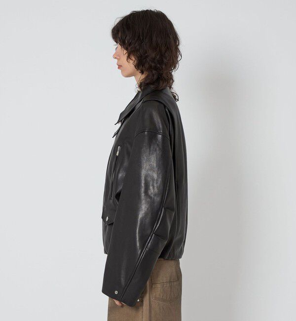 ASTRAET「＜ASTRAET＞スソゴム ラムレザー ジップブルゾン UNISEX」|ブルゾン・スタジャン|