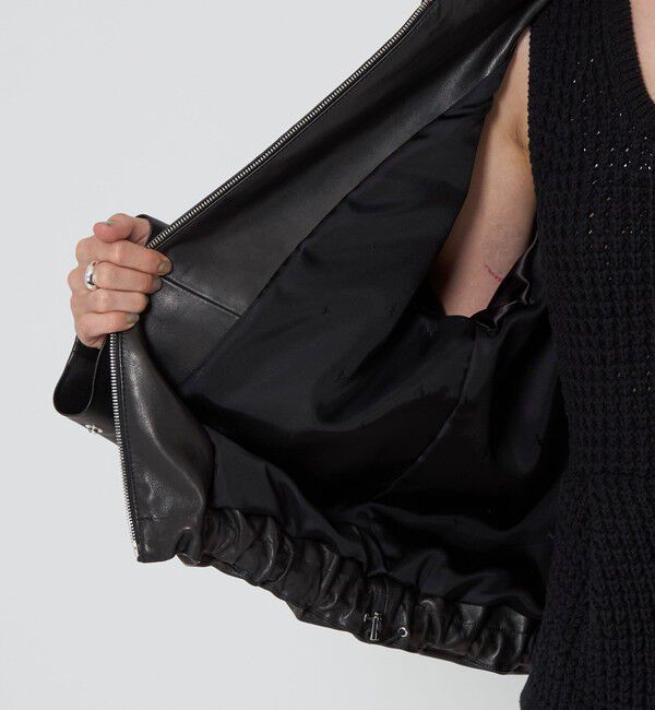 ASTRAET「＜ASTRAET＞スソゴム ラムレザー ジップブルゾン UNISEX」|ブルゾン・スタジャン|