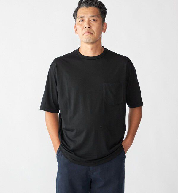 SHIPS「Southwick Gate Label: メリノ ウール Tシャツ」|Tシャツ・カットソー|ブラック