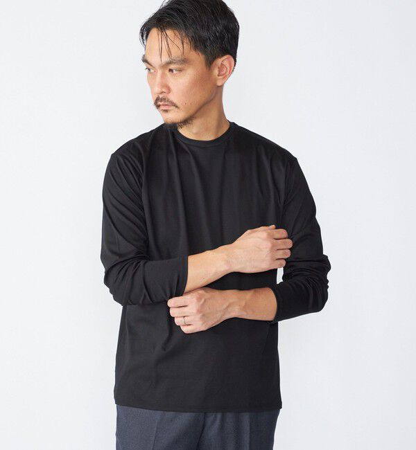 SHIPS「SHIPS: I Cotoni di Albini クルーネック ロングスリーブ Tシャツ」|Tシャツ・カットソー|ブラック