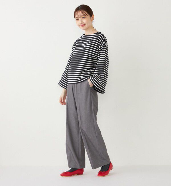 SHIPS Colors 「SHIPS Colors:ミニ裏毛 ボーダー フレアスリーブ トップス」|Tシャツ・カットソー|