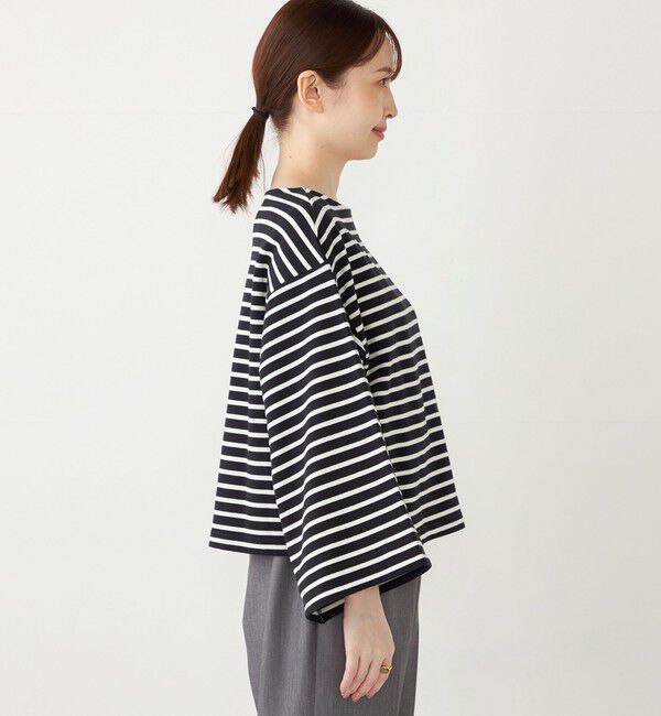 SHIPS Colors 「SHIPS Colors:ミニ裏毛 ボーダー フレアスリーブ トップス」|Tシャツ・カットソー|