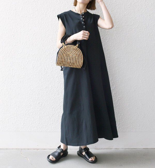 SHIPS any「SHIPS any:〈洗濯機可能〉USAコットン ヘンリーネック Aライン ワンピース」|ワンピース|