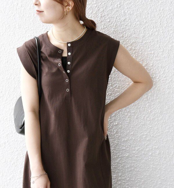 SHIPS any「SHIPS any:〈洗濯機可能〉USAコットン ヘンリーネック Aライン ワンピース」|ワンピース|