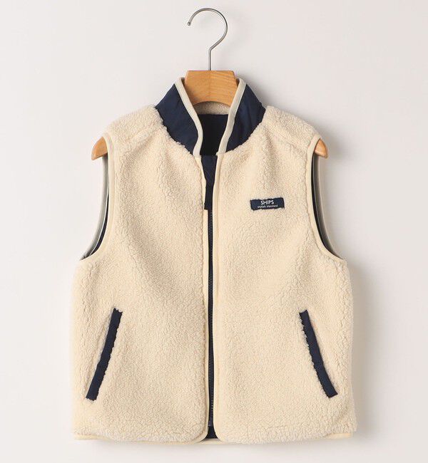 SHIPS KIDS「SHIPS KIDS:140～160cm/〈洗濯機可能〉ボア リバーシブル ベスト」|ダウンベスト・ベスト|オフホワイト
