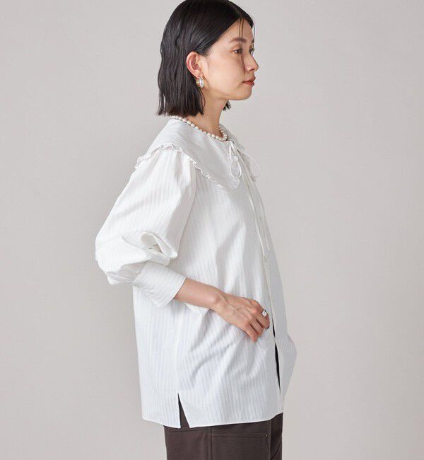 SHIPS for women「SHIPS NINE CASE:〈手洗い可能〉ビッグ カラー ブラウス」|シャツ・ブラウス|