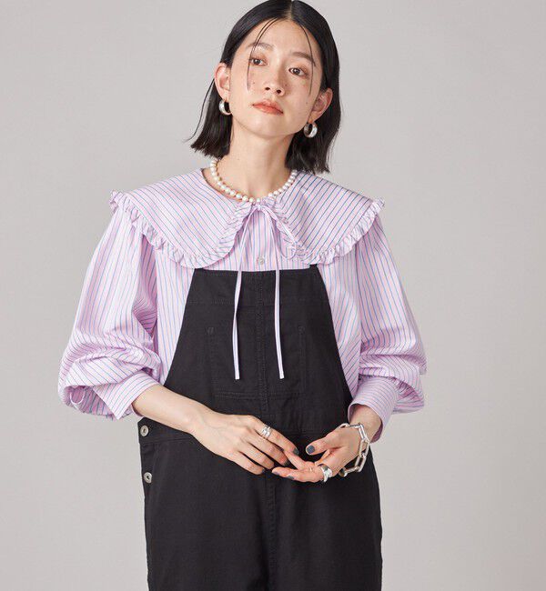 SHIPS for women「SHIPS NINE CASE:〈手洗い可能〉ビッグ カラー ブラウス」|シャツ・ブラウス|