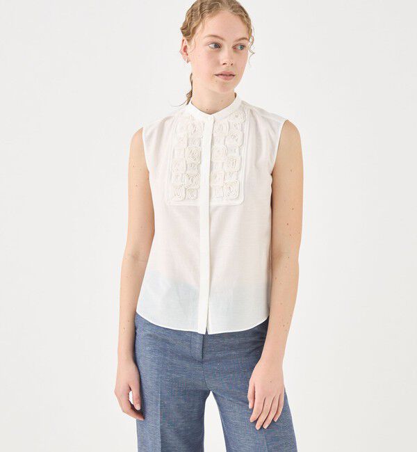 TOMORROWLAND collection「メイズエンブロイダリー バンドカラーブラウス」|シャツ・ブラウス|