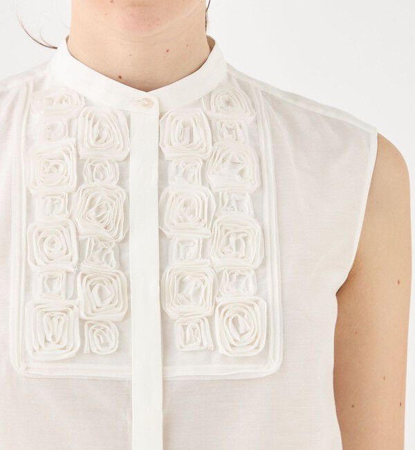 TOMORROWLAND collection「メイズエンブロイダリー バンドカラーブラウス」|シャツ・ブラウス|