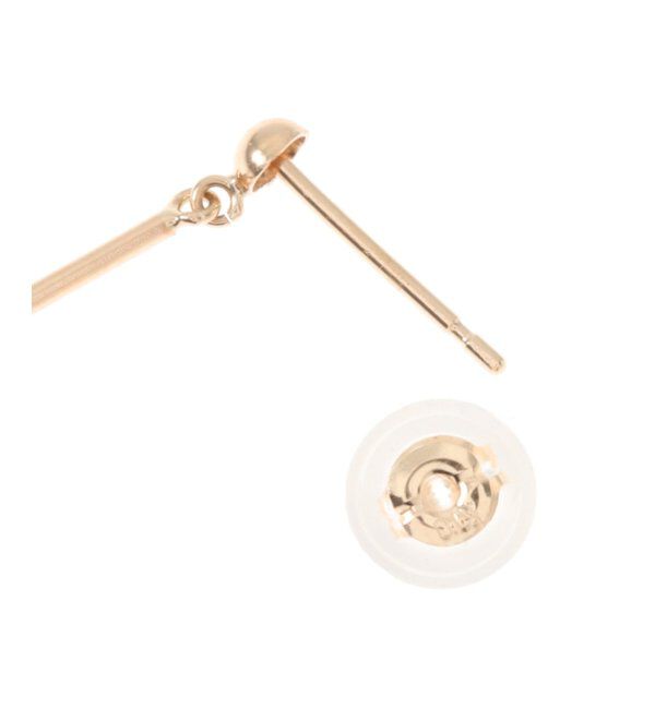  「K10・ストロベリークォーツ スクエアストーン ピアス(両耳)」|ピアス|