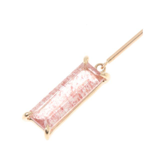  「K10・ストロベリークォーツ スクエアストーン ピアス(両耳)」|ピアス|